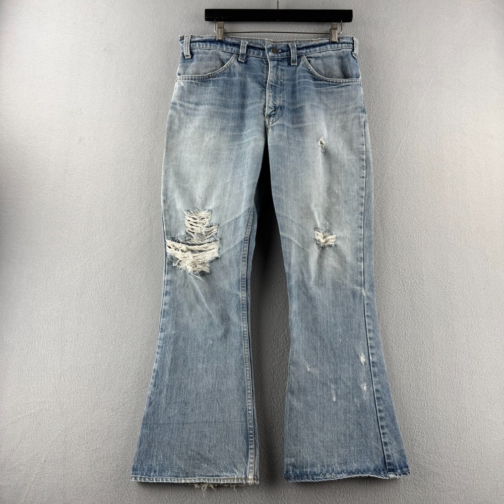 Vintage Levis Jeans Mens Fits 33x28 Blue Denim 70s 647 Bellbottom Flare USA MADE